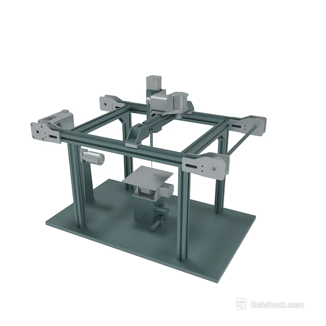 Industrial Metal Frame Structure With Multiple Brackets Worktable Support Components And Base 3d model 