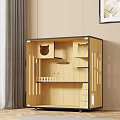 Modern Wooden Cat Furniture With Cat Face Openings Shelves And Stairs