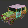 Vintage Green Off Road Vehicle With White Hardtop Round Headlights And Retro Design
