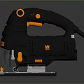 Black And Orange Electric Jigsaw With Ergonomic Handle And Metal Base