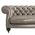 Classic Gray Leather Double Sofa With Button Tufted Design And Rolled Arms 3d model