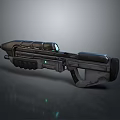 Futuristic Sci Fi Weapon Design Modern Rifle with Green Lights and Sleek Black Body