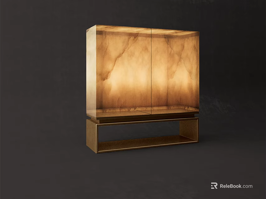 Modern Table Lamp With Translucent Marble Texture Shade Warm Light And Golden Metal Base 3d model 