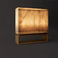 Modern Table Lamp With Translucent Marble Texture Shade Warm Light And Golden Metal Base