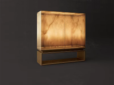 Modern Table Lamp With Translucent Marble Texture Shade Warm Light And Golden Metal Base 3d model