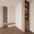 Modern Wardrobe Interior Design With White Wooden Cabinets And Decorative Storage Shelves