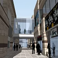 Modern Commercial Street With Contemporary Architecture Large Billboard Pedestrians And Open Public Space