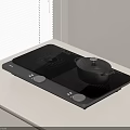 Modern Black Induction Cooktop Kitchen Appliance With Pot On Countertop