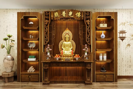 shrine offering table incense burner table candle holder 3d model
