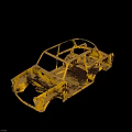 Yellow Old Car Frame With Rusted Worn Body Structure And Missing Parts