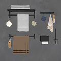 Wall Mounted Bathroom Shelf With Towels Bath Sponge Brush And Toilet Paper Holder