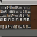 Stylish Modern Wooden Bookshelf With Shelves Books Photos And Decorations
