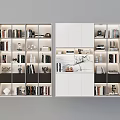 Modern Bookcase Interior Design With Open Shelves Books And Decorative Items 3d model
