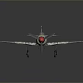 Detailed Camouflage Model Airplane With Red Star Emblems And Red Propeller Design