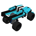 Blue White Black Electric Toy Car With Building Blocks And Big Wheels