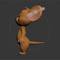 Cute Brown 3D Cartoon Mouse Character With Large Shiny Ears In Standing Pose
