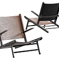 Modern Leisure Chair With Brown Black Leather Seats And Wooden Frame Design