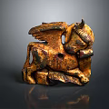 Vintage Golden Brown Winged Bull Decorative Figurine For Home Living Room Decoration