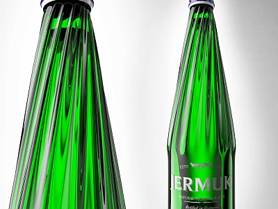 Refreshing JERMUK Beverage In Green Glass Bottles With Elegant Transparent Design 3d model