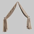 Beige Linen Curtain With Elegant Pleats And Tie Back For Interior Decoration