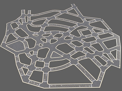 Road terrain game scene city landform yellow and white line micro sand table 3d model