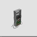 Green And Silver Fuel Dispenser With Black Hoses Multiple Fuel Nozzles Control Panel