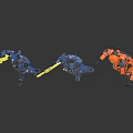 Colorful Sci-Fi Mecha Characters With Blue Orange Armor And Yellow Weapons