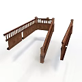 Wooden Railing Components With Corner And Straight Sections And Decorative Posts