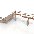 Wooden Decorative Bridge With Railing For Home Decor And Two Pieces Design 3d model