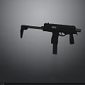 Black Tactical Submachine Gun Design With Folding Stock And Rail System