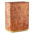 Elegant Brown Wooden Cabinet With Intricate Patterns Golden Handles And Legs