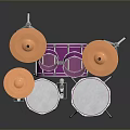 Stylish Purple Drum Set as Household Musical Instrument with Full Accessories