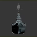 3D Model Of Naval Warship With Detailed Deck Superstructure And Antennas