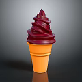 Delicious Creamy Dark Red Swirled Ice Cream In Orange Cone