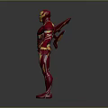 Iron Man 3D Rendered Game Movie Character With Red And Gold Armor Design