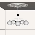 Modern Chandelier With White Globe Shades Central Black Ball And Ceiling Medallion