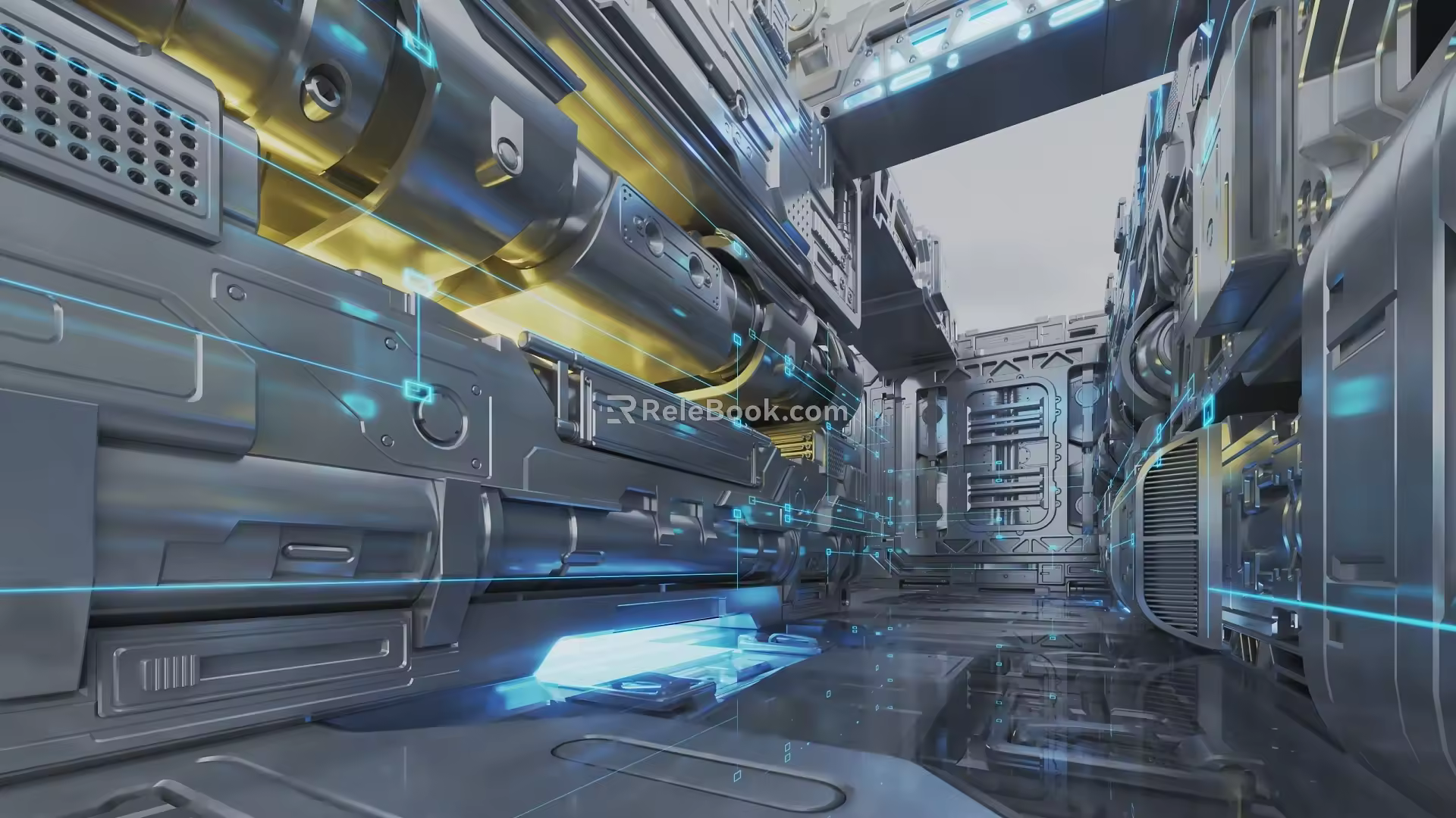 Science and Technology Channel Science Fiction Corridor HUD Laboratory Corridor Spacecraft Internal Structure Channel Future Metal 3d model