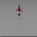 Football Player In Red And White Jersey With JVC Logo Standing In Athletic Pose