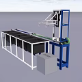 Heavy Duty Industrial Equipment with Blue Frame Long Processing Tank Green Conveyor and Black Container