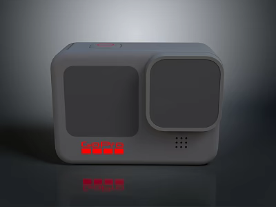 Gray Desktop Computer With Display Screen Showing Red Digital Numbers Square Panel And Speaker Holes 3d model