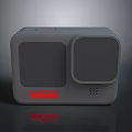 Gray Desktop Computer With Display Screen Showing Red Digital Numbers Square Panel And Speaker Holes