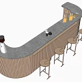 Modern Bar Table and Chair Bar Desk Reception Desk 3d model