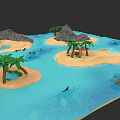 Microlandscape Featuring Tropical Islands Sandy Beaches Palm Trees Rocks And Blue Water