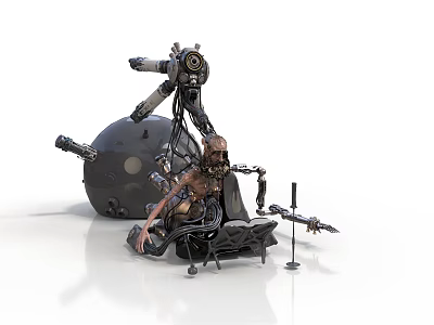 Advanced Mechanical Equipment with Robotic Arms Spherical Body Sensor Components and Industrial Sci Fi Style 3d model