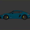 Blue Sports Car With Sleek Design Black Wheels Yellow Brake Calipers On Gray Background