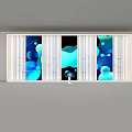 Modern Photo Wall Design With Abstract Blue Patterns And White Frame Decorative Lighting