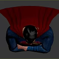 Superman Game Movie Character 3D Design Standing with Blue Suit Red Cape Iconic S Symbol