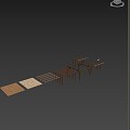 Old wooden beams and columns, wooden ceiling 3d model