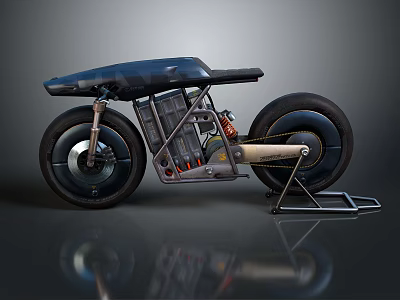 Black Electric Motorcycle With Sleek Design Large Wheels And Battery Pack 3d model