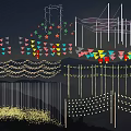 Colorful Decorative Lights With Star Shaped Bunting And String Light Designs 3d model